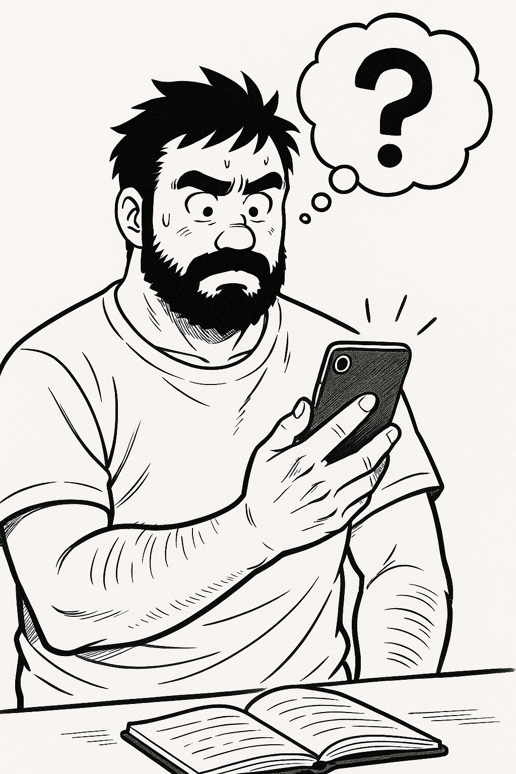 Vater erkennt, dass er wieder vom Handy abgelenkt wurde