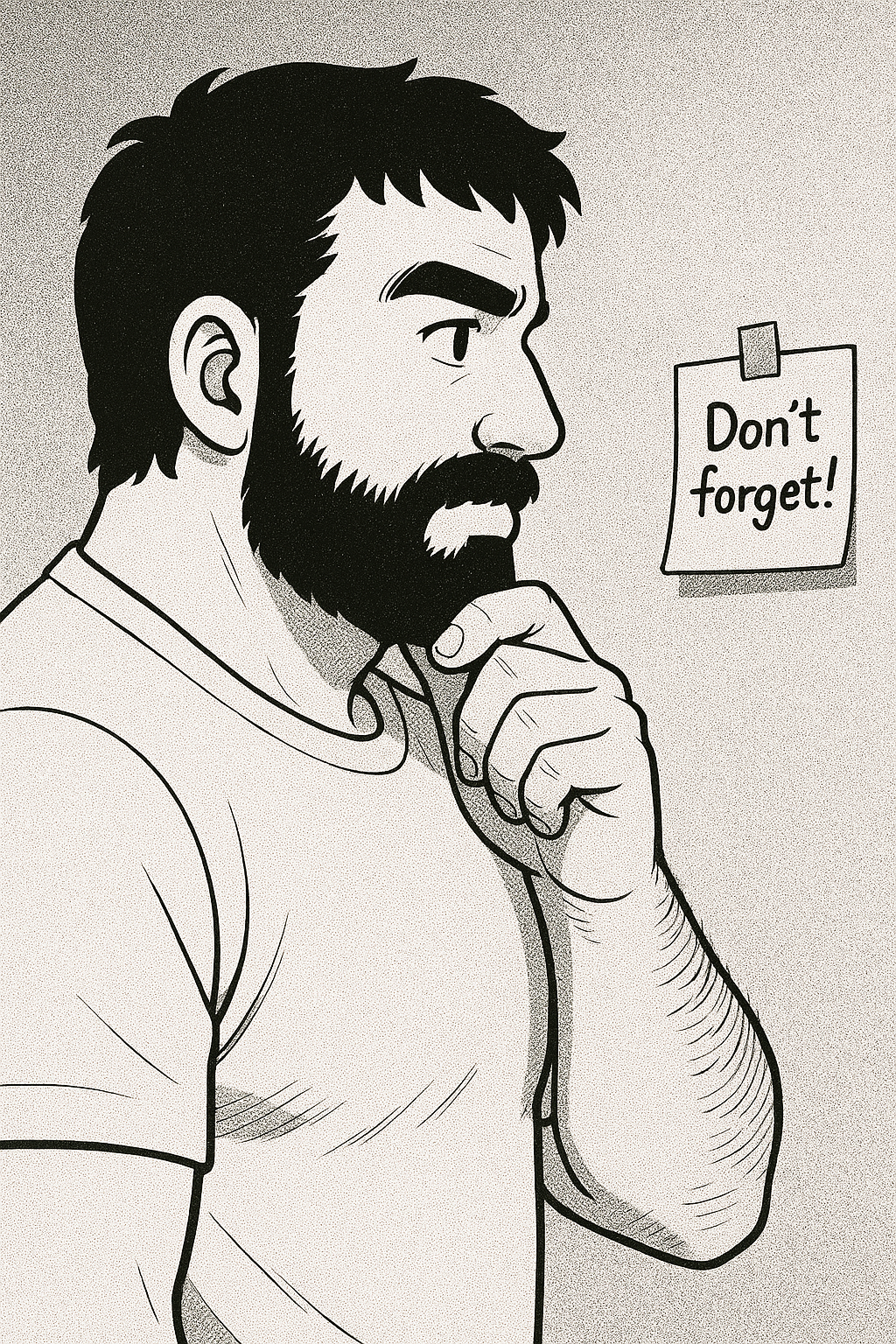 Vater schaut auf Erinnerungs-Post-it